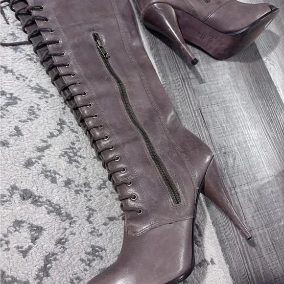 Joie Brown Over the Knee Lace-Up Boots - Picture 4 of 12